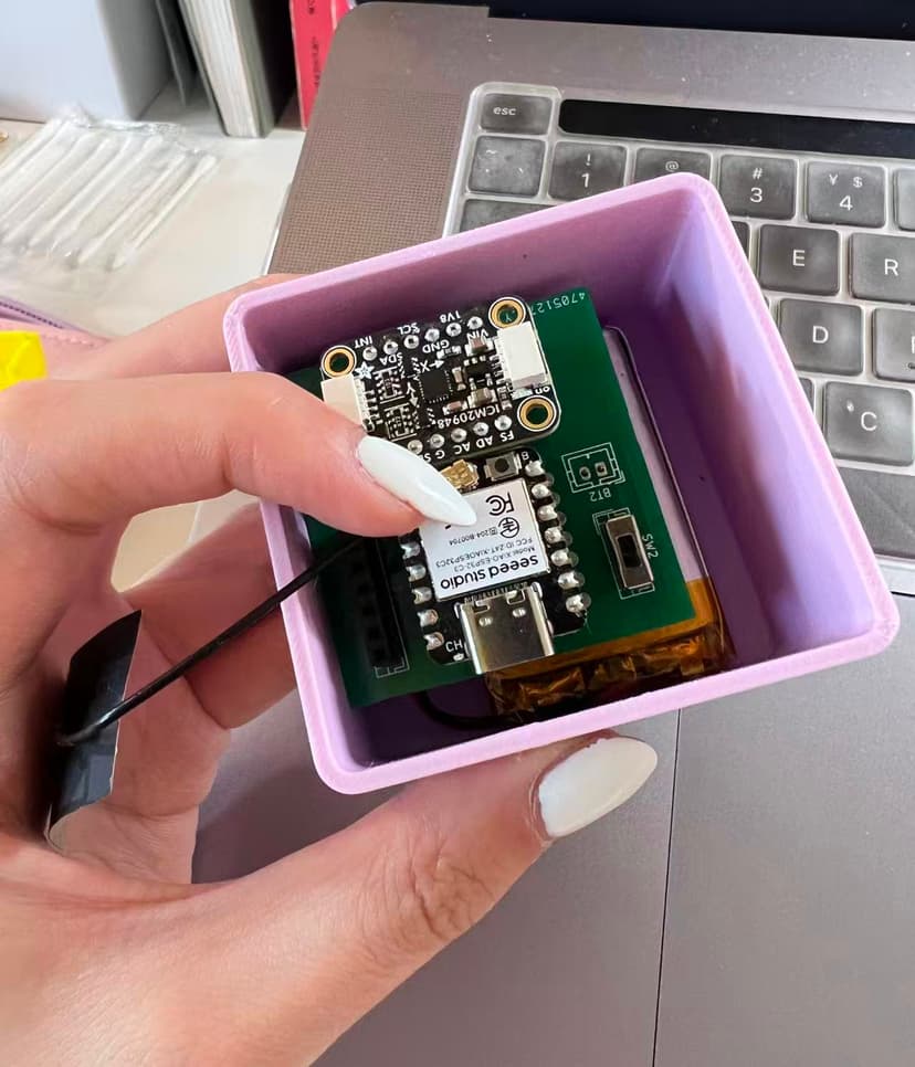 PCB integrated with 3D printed housing showing complete assembly