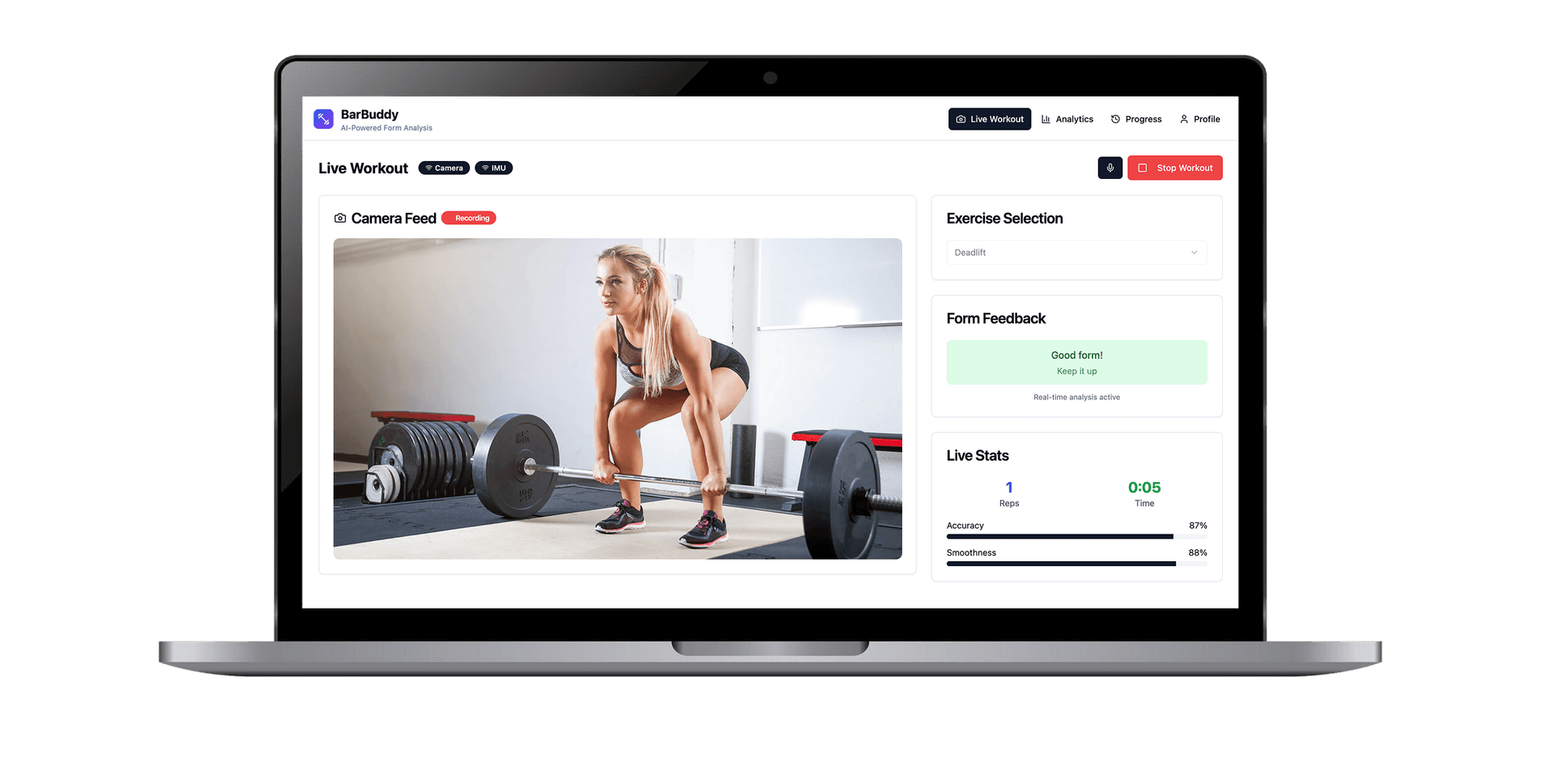 BarBuddy AI-Powered Form Analysis Interface