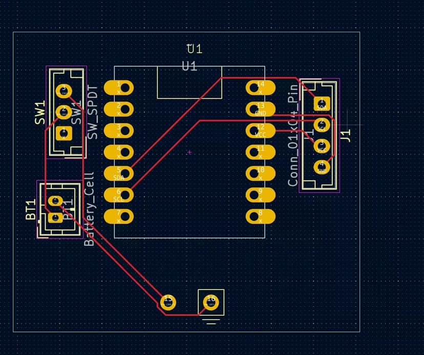PCB design schematic showing circuit layout