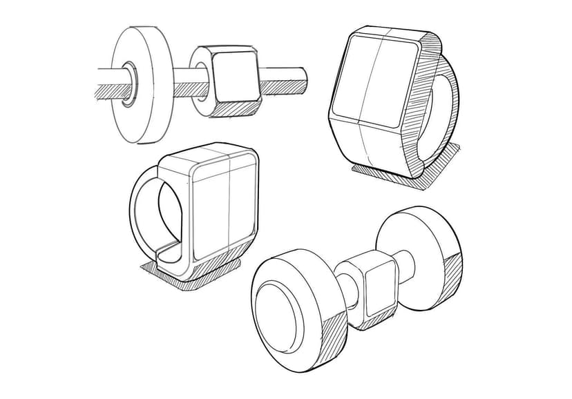 Initial design sketches for BarBuddy device