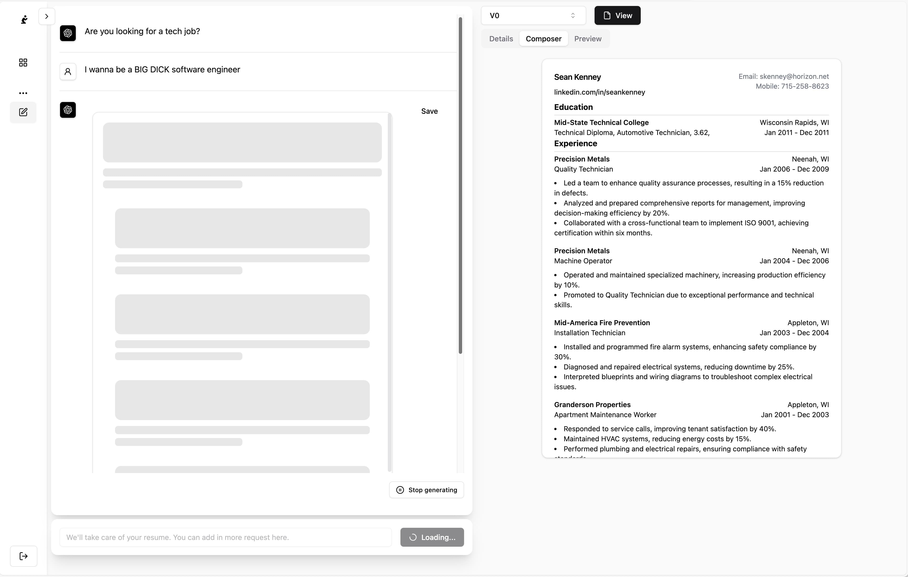 Offerplz Generation Interface