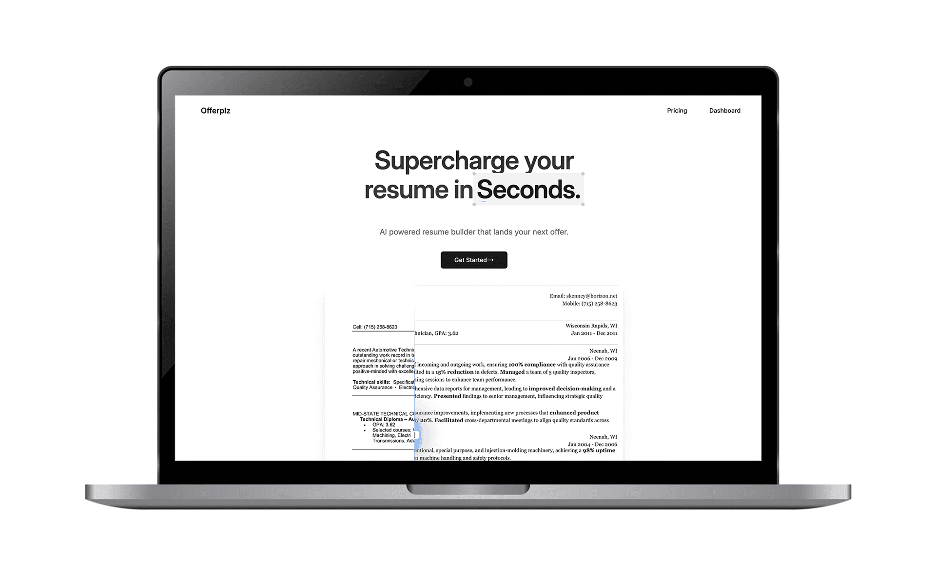 Offerplz Application Mockup